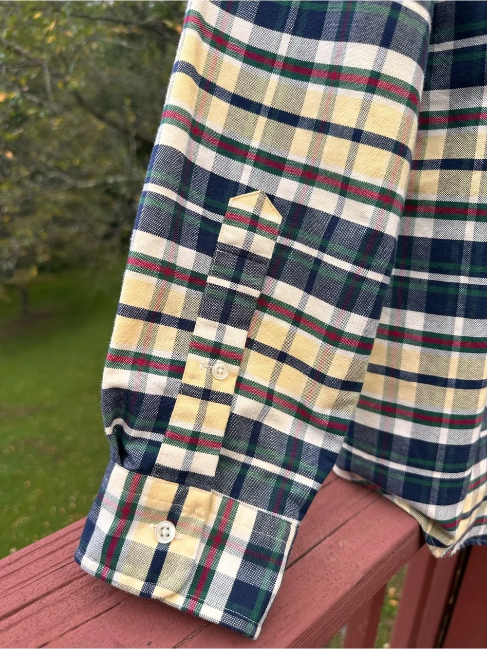 Ralph Lauren Men’s Navy and Yellow Plaid Button-Down Shirt